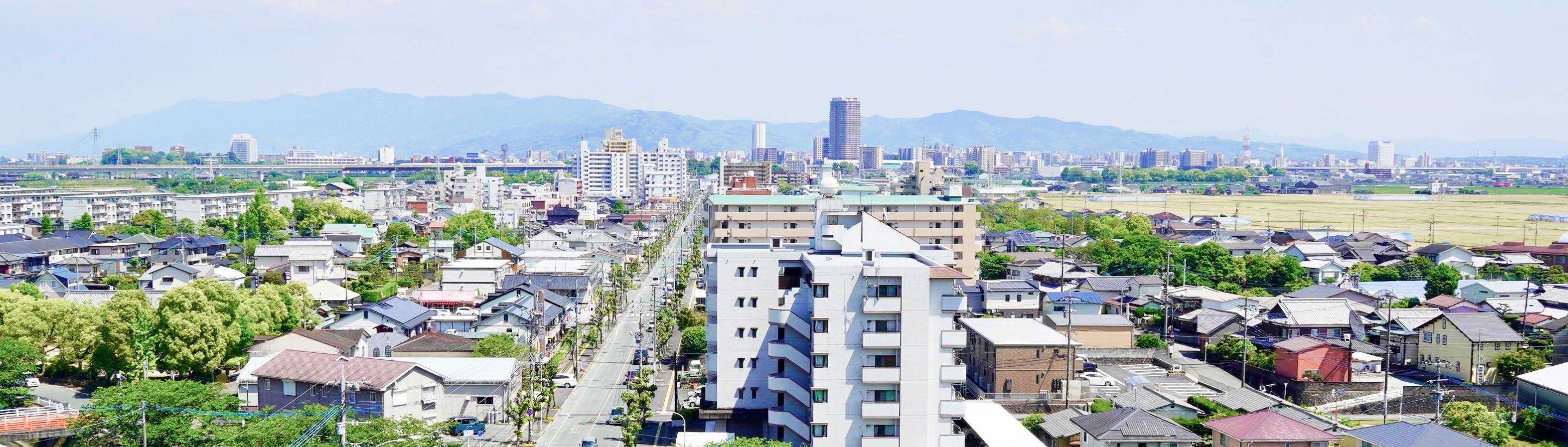 画像：高い場所から郊外を一望した風景